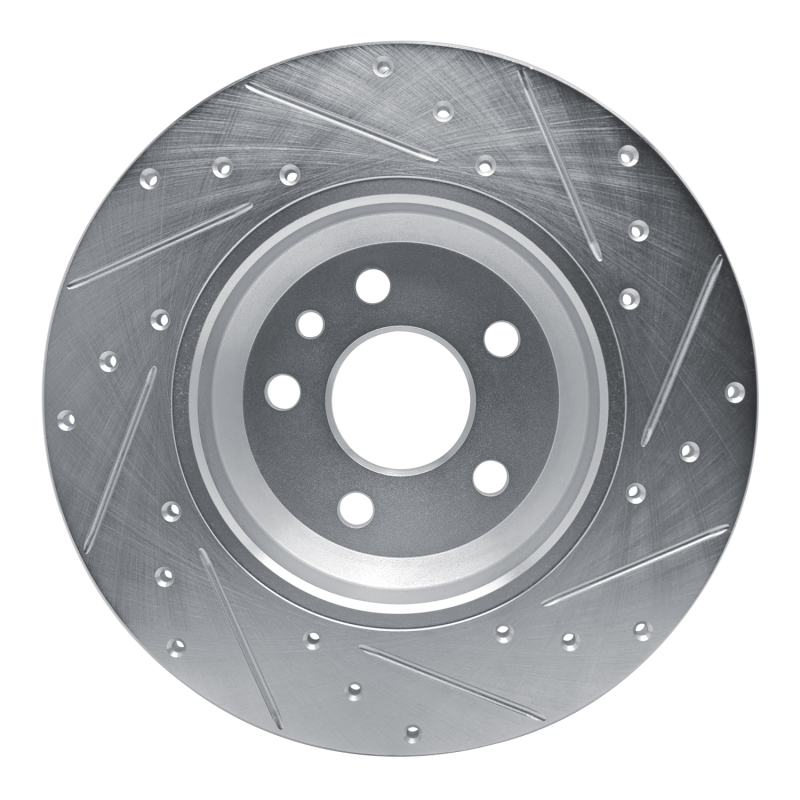 Jaguar E-Pace Brake Rotor (1) - Rear Left - R1 Concepts - Drilled & Slotted - Silver - `20-`22